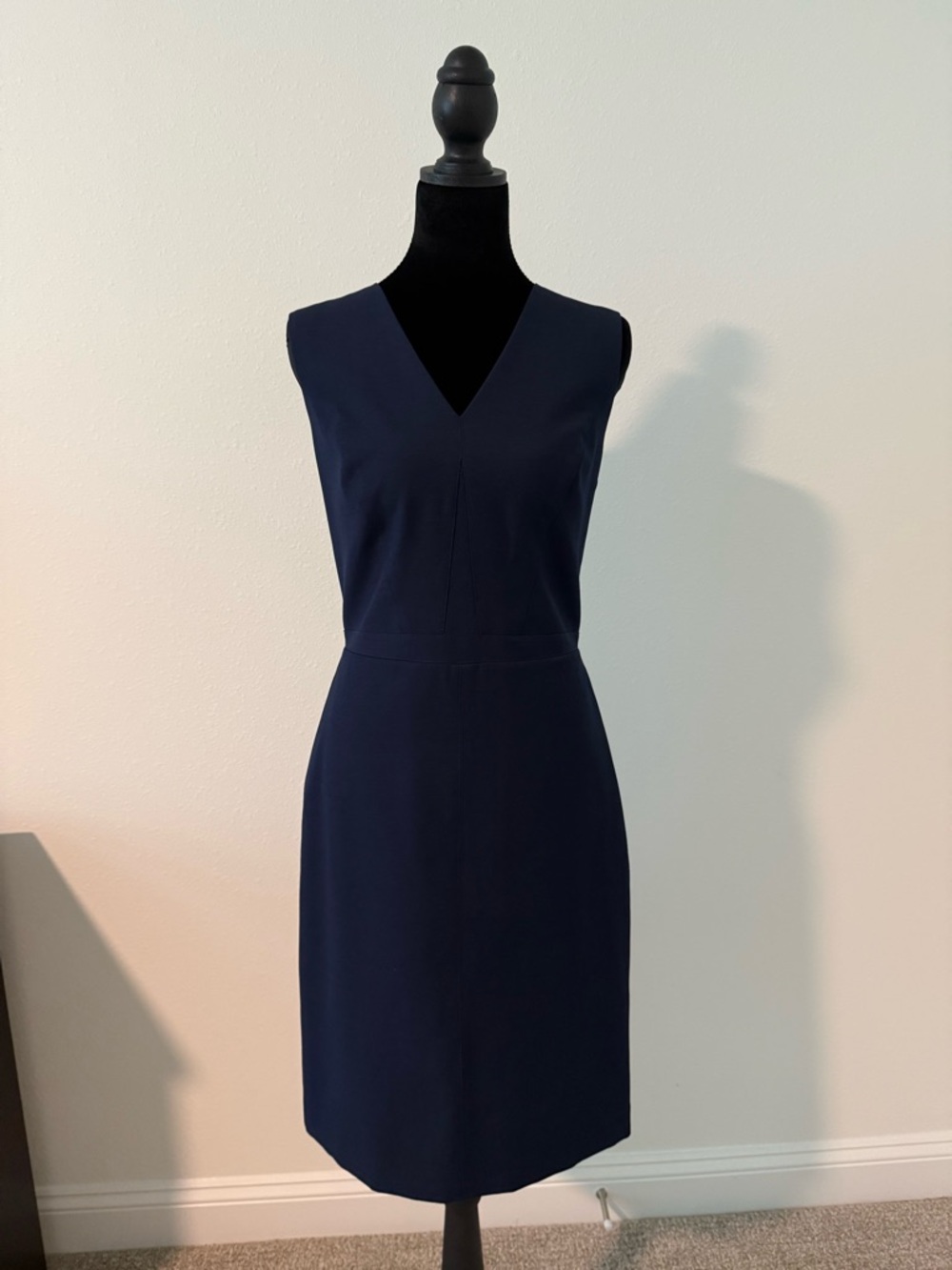 White House Black Market Navy V-Neck Midi Sheath Dress